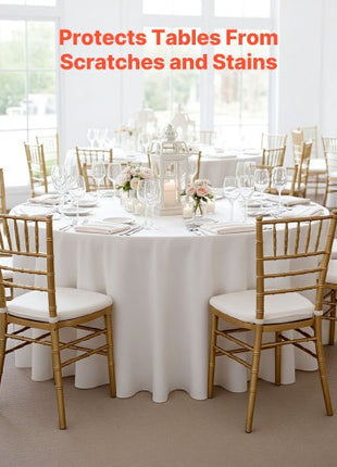 White Round Tablecloths 10 Pack, 120 Inches in Diameter, Stain- & Wrinkle- Resistant, Machine Washable Table Clothes, Polyester Fabric Table Covers for Wedding, Party, Banquet, Formal Events