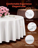 White Round Tablecloths 6 Pack, 120 Inches in Diameter, Stain- & Wrinkle- Resistant, Machine Washable Table Clothes, Polyester Fabric Table Covers for Wedding, Party, Banquet, Formal Events