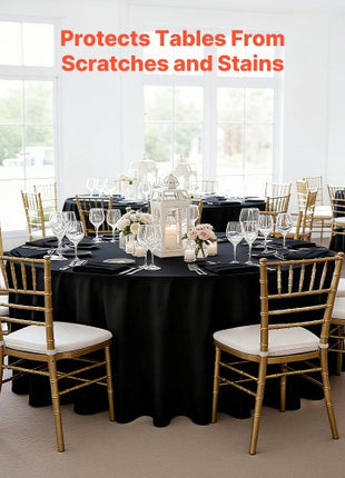 Black Round Tablecloths 10 Pack, 120 Inches in Diameter, Stain- & Wrinkle- Resistant, Machine Washable Table Clothes, Polyester Fabric Table Covers for Wedding, Party, Banquet, Formal Events
