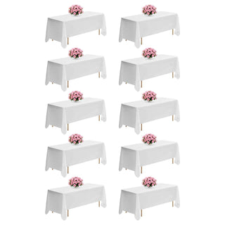White Tablecloths for Rectangle Tables, 10 Pack, 70 x 120 Inches, Reusable and Machine Washable Table Clothes, Wrinkle-Resistant Polyester Fabric Table Covers for Wedding, Party, Banquet