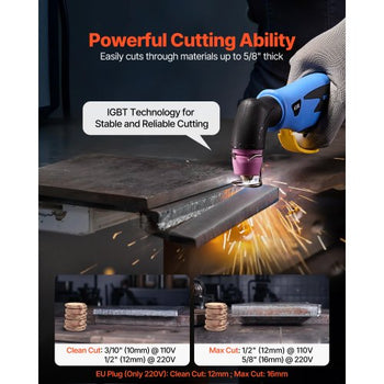Plasma Cutter, 50A Non-Touch Pilot Arc Plasma Cutting Machine, 110V/220V Dual Voltage Digital Display IGBT Inverter - with 2T/4T Function & Adjustable PA/PT Time for Home Repairs, Workshops