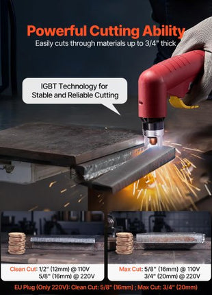 Plasma Cutter, 65A Non-Touch Pilot Arc Plasma Cutting Machine Non-High Frequency - with 2T/4T Function & Adjustable PT Time, 110V/220V Dual Voltage Digital Display IGBT Inverter