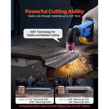 Plasma Cutter, 65A Non-Touch Pilot Arc Plasma Cutting Machine, 110V/220V Dual Voltage Digital Display IGBT Inverter - with 2T/4T Function & Adjustable PA/PT Time for Home Repairs, Workshops
