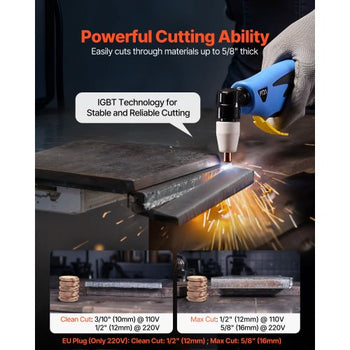 Plasma Cutter, 50A Plasma Cutting Machine, 110V/220V Dual Voltage Digital Display IGBT Inverter - with 2T/4T Function & Adjustable PA/PT Time for Home Repairs, Workshops