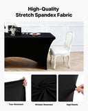 6 Pack Table Cloth for 6FT Rectangular Fitted Events, Wrinkle-Resistant Stretch Black Table Covers, Washable Spandex Tablecloth Protector, for Party, Wedding, Cocktail, Banquet, Festival