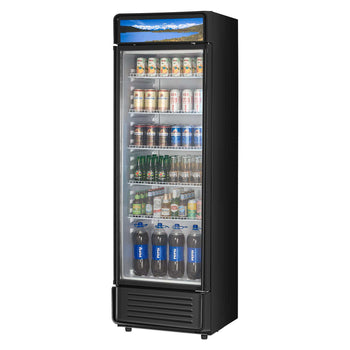 Commercial Merchandiser Refrigerator, 12.2 CU.FT Glass Door Display Refrigerator, Beverage Refrigerator Cooler Merchandiser with Adjustable Shelves, Soft LED Light, Customizable Lightbox, Black
