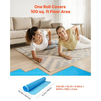 Floor Underlayment 600 sq. ft, 3-in-1 2 mm Thick Flooring Padding with Tape & Vapor Barrier, Heavy Duty EPE Foam Soundproofing & Noise Reduction, for Laminate Wood (6 Rolls x 100 sq. ft)