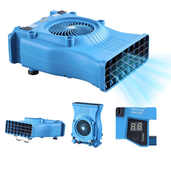 Blower Fan, Low Profile Air Mover Carpet Dryer, 1000 CFM, 2 Speeds, Multi-Angle Airflow, Lightweight Portable for Crawlspaces, Attics, Basements, Bathrooms, Water Damage Restoration, Blue