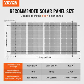 Solar Panel Mounting Brackets, 30°-60° Adjustable Multi-Pieces Solar Panel Brackets for 1-4PCS Solar Panels, Carbon Steel Ground Mount Solar Panel Stand for Farms, RVs, Boats, Off-Grid System