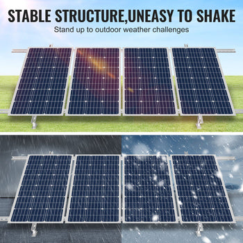 Solar Panel Mounting Brackets, 30°-60° Adjustable Multi-Pieces Solar Panel Brackets for 1-4PCS Solar Panels, Carbon Steel Ground Mount Solar Panel Stand for Farms, RVs, Boats, Off-Grid System