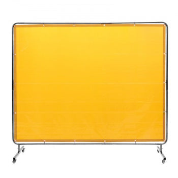 Welding Screen with Frame, 6' x 8' Welding Curtain Screen, Flame-Resistant Vinyl Welding Protection Screen on 4 Swivel Wheel (2 Lockable), Moveable & Professional for Workshop/Industrial, Yellow