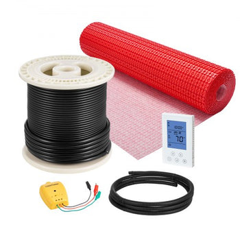 80 sqft Floor Heating Mat System, 120V Electric Radiant Heated Floor System, with Decoupling Membrane & Smart Control Thermostat & Alarm, Easy Installation for Tile, Stone, Vinyl