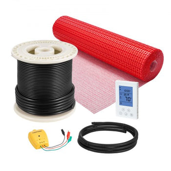 50 sqft Floor Heating Mat System, 120V Electric Radiant Heated Floor System, with Decoupling Membrane & Smart Control Thermostat & Alarm, Easy Installation for Tile, Stone, Vinyl