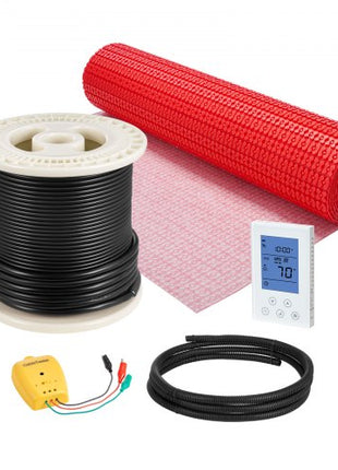 60 sqft Floor Heating Mat System, 120V Electric Radiant Heated Floor System, with Decoupling Membrane & Smart Control Thermostat & Alarm, Easy Installation for Tile, Stone, Vinyl
