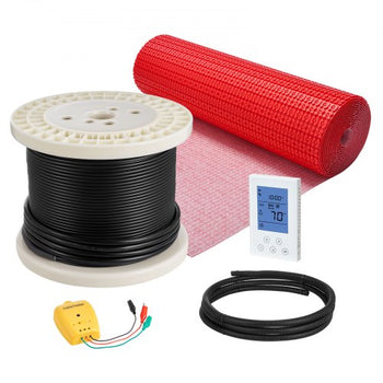 100 sqft Floor Heating Mat System, 120V Electric Radiant Heated Floor System, with Decoupling Membrane & Smart Control Thermostat & Alarm, Easy Installation for Tile, Stone, Vinyl