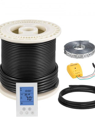 50 sqft Underfloor Heating Cable Kit, 120V Electric Radiant Heated Floor System, with Smart Control Thermostat & Alarm, Easy Installation for Tile, Stone, Vinyl, Home Improvement
