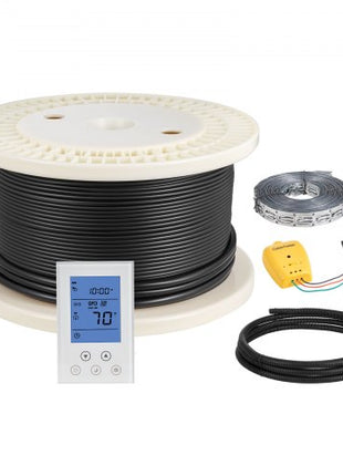 200 sqft Underfloor Heating Cable Kit, 240V Electric Radiant Heated Floor System, with Smart Control Thermostat & Alarm, Easy Installation for Tile, Stone, Vinyl, Home Improvement