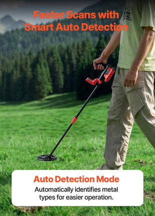 Metal Detector, 6", Lightweight Metal Detector with LCD Display, IP68 Waterproof Search Coil, Adjustable 22.8"-33.8" High Accuracy Gold Detector, Easy to Use, for Detecting Gold Treasure Hunting