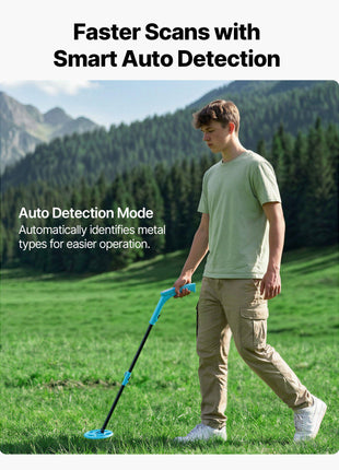 Metal Detector, 4", Lightweight Metal Detector with LCD Display, 6" IP68 Waterproof Search Coil, Adjustable 25.6"-36.6" High Accuracy Gold Detector, Easy to Use, for Detecting Gold Exploration