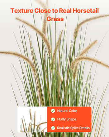 Artificial Grass Plant, 2 Pack 47 inch Horsetail Reed Grass in Pot, Premium PVC Faux Fake Greenery Shrubs Plant for Indoor Outdoor House Home Garden Office Room Décor, Housewarming, Green
