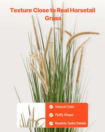 Artificial Grass Plant, 2 Pack 59 inch Horsetail Reed Grass in Pot, Premium PVC Faux Fake Greenery Shrubs Plant for Indoor Outdoor House Home Garden Office Room Décor, Housewarming, Green