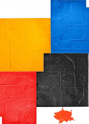 Concrete Texturing Skin, 24\"x24\" Concrete Stamps Mats Set, Polyurethane Concrete Stamping Mats, Slate Concrete Stamps, 4 PCS Realistic Concrete Texture Mat, Concrete Stamps for Walls/Floors