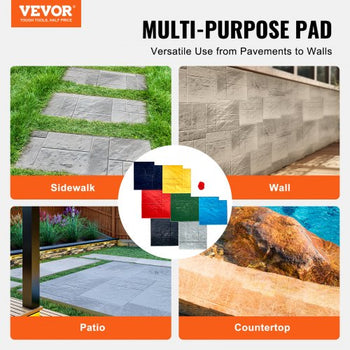 Concrete Stamps Mat, 24 x 24 in, 7 pcsConcrete Texturing Skin Polyurethane Stamp Stone Tile Texture Mat, Slate floor Imprint Seamless Stamp Concrete Molds for Outdoor Decorative, Muti-color
