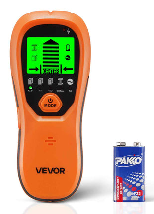 Stud Finder Wall Scanner, 5 in 1, Electronic Wall Stud Detector with Smart Sensor, High-Definition LCD Display and Audio Alarm, for the Center and Edge of Metal, AC Wire, Joists, Pipes, Orange