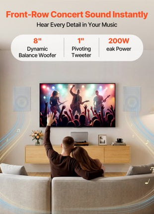 In-Wall Speakers, 8", In Wall Speaker System with Paintable Grille, Hi-Fi Sound, 200W Peak, 2-Way Rectangular Speakers, for Damp Humid Indoor Placement, Bath, Kitchen, Covered Porches, 1 Pair