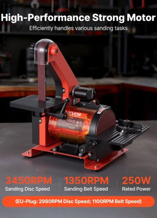 5" Disc Sander & 1" x 30" Belt Sander, 250W Benchtop Belt Disc Sanders Combo with 0 - 45° Adjustable Worktable & Dust Collection Ports for Woodworking, Furniture Refinishing, DIY Crafting