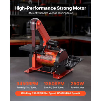 5" Disc Sander & 1" x 30" Belt Sander, 250W Benchtop Belt Disc Sanders Combo with 0 - 45° Adjustable Worktable & Dust Collection Ports for Woodworking, Furniture Refinishing, DIY Crafting