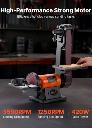 6" Disc Sander & 2" x 42" Belt Sander, 420W Professional Bench Belt Disc Sanders Combo with Multiple Angle Adjustments for DIY Woodworking, Furniture Refinishing, Knife Sharpening