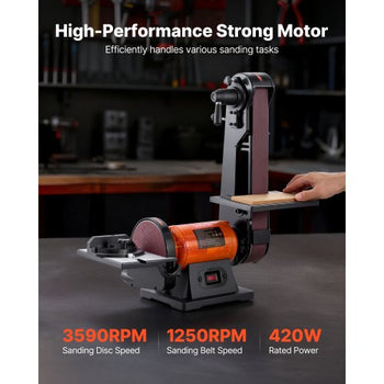 6" Disc Sander & 2" x 42" Belt Sander, 420W Professional Bench Belt Disc Sanders Combo with Multiple Angle Adjustments for DIY Woodworking, Furniture Refinishing, Knife Sharpening