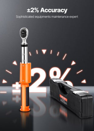 Digital Torque Wrench, 3/8 Inch Drive, 0-99.57 lbf-ft / 0-135 N.m, 72-Tooth, ±2% High Accuracy Electronic Torque Wrench with Preset Value, Buzzer and LED Notification, for Automotive Motorcycle