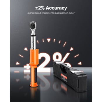 Digital Torque Wrench, 3/8 Inch Drive, 0-99.57 lbf-ft / 0-135 N.m, 72-Tooth, ±2% High Accuracy Electronic Torque Wrench with Preset Value, Buzzer and LED Notification, for Automotive Motorcycle