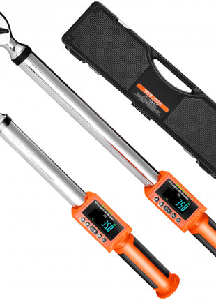 Digital Torque Wrench Set, 2 Pieces, 1/2, 3/8 Inch Drive, 72-Tooth, ±2% High Accuracy Electronic Torque Wrench with Preset Value, Buzzer and LED Notification, for Automotive Motorcycle