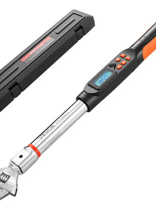 Torque Wrench 0-1.5 in Adjustable Jaw Opening Digital Torque Wrench, Open-End Jaw, 4 Display Units, ±2% Accuracy, LCD Screen, with Buzzer and LED Indicator, for Pipe and Automotive Repair