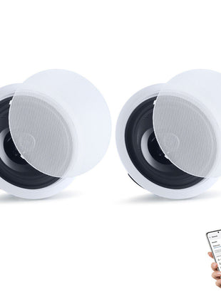 Bluetooth Ceiling Speakers, 8", In Ceiling & In-Wall Speaker System with Amplifier, 2-Way Flush Mount Speakers, for Damp Humid Placement, Home Theater, Living Room, or Covered Patio, 1 Pair