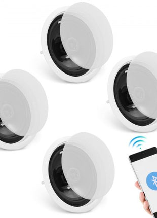 4 PCs 6.5'' Bluetooth in Ceiling Speakers, 150W, Flush Mount Ceiling & in-Wall Speaker System with 8?Impedance 89dB Sensitivity, for Home Kitchen Living Room Bedroom or Covered Outdoor Porches