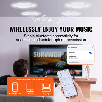 4 PCs 6.5'' Bluetooth in Ceiling Speakers, 150W, Flush Mount Ceiling & in-Wall Speaker System with 8ΩImpedance 89dB Sensitivity, for Home Kitchen Living Room Bedroom or Covered Outdoor Porches