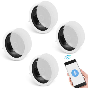 4 PCs 6.5'' Bluetooth in Ceiling Speakers, 150W, Flush Mount Ceiling & in-Wall Speaker System with 8ΩImpedance 89dB Sensitivity, for Home Kitchen Living Room Bedroom or Covered Outdoor Porches