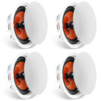 4 PCs 8 Inch in Ceiling Speakers, 100-Watts, Flush Mount Ceiling & in-Wall Speakers System with 8?Impedance 89dB Sensitivity, for Home Kitchen Living Room Bedroom or Covered Outdoor Porches