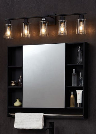 5-Light Bathroom Vanity Lights, 37.1-Inch, Modern Light Fixtures Above Mirror with Clear Glass Shade, 60W, Wall Lighting for Bathroom, Living Room, Bedroom, Hallway, E26 Base (Bulbs Not Included)