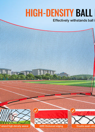 Barricade Backstop Net, 16x10 ft Ball Sports Barrier Netting, Portable Practice Equipment with Carry Bag, Protection Screen for Baseball Softball Lacrosse Soccer Hockey Training, for Backyard