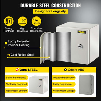 NEMA Metal Case, 8x8x6'' NEMA 4X Metal Electric Enclosure, IP66 Water & Dust Resistant, Suitable for Both Outdoor & Indoor Electrical Connections