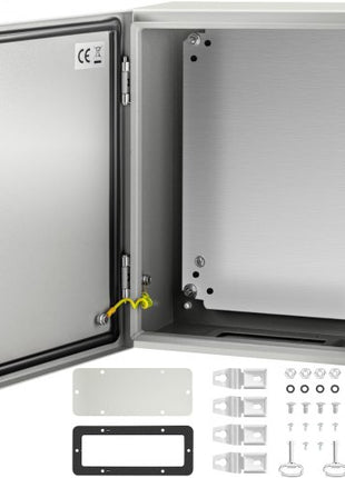 Carbon Steel Electrical Box, 16x12x6 inches, Hinged Cover, IP66 Waterproof & Dust Resistant, Suitable for Outdoor Use, Includes Mounting Plate