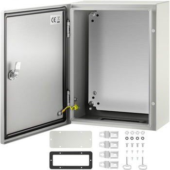 Carbon Steel Electrical Box, 16x12x6 inches, Hinged Cover, IP66 Waterproof & Dust Resistant, Suitable for Outdoor Use, Includes Mounting Plate