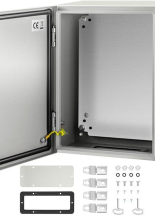 NEMA Steel Case, Dimensions 16x12x8 inches, NEMA 4X Steel Electric Enclosure, IP66 Rated for Water and Dust Resistance, Suitable for Both Outdoor and Indoor Use, Includes Mounting Plate