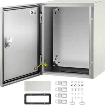 NEMA Steel Case, Dimensions 16x12x8 inches, NEMA 4X Steel Electric Enclosure, IP66 Rated for Water and Dust Resistance, Suitable for Both Outdoor and Indoor Use, Includes Mounting Plate
