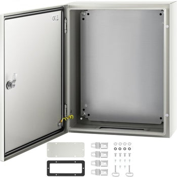 NEMA Steel Case, 20x16x6'' NEMA 4X Metal Electric Enclosure, IP66 Water & Dust Resistant, Suitable for Both Outdoor/Indoor Use, Includes Mounting Plate